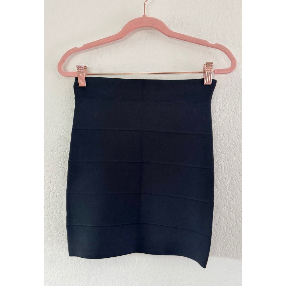BCBGMAXAZRIA Bandage Skirt Rayon Nylon Solid Black Bodycon Mini Small